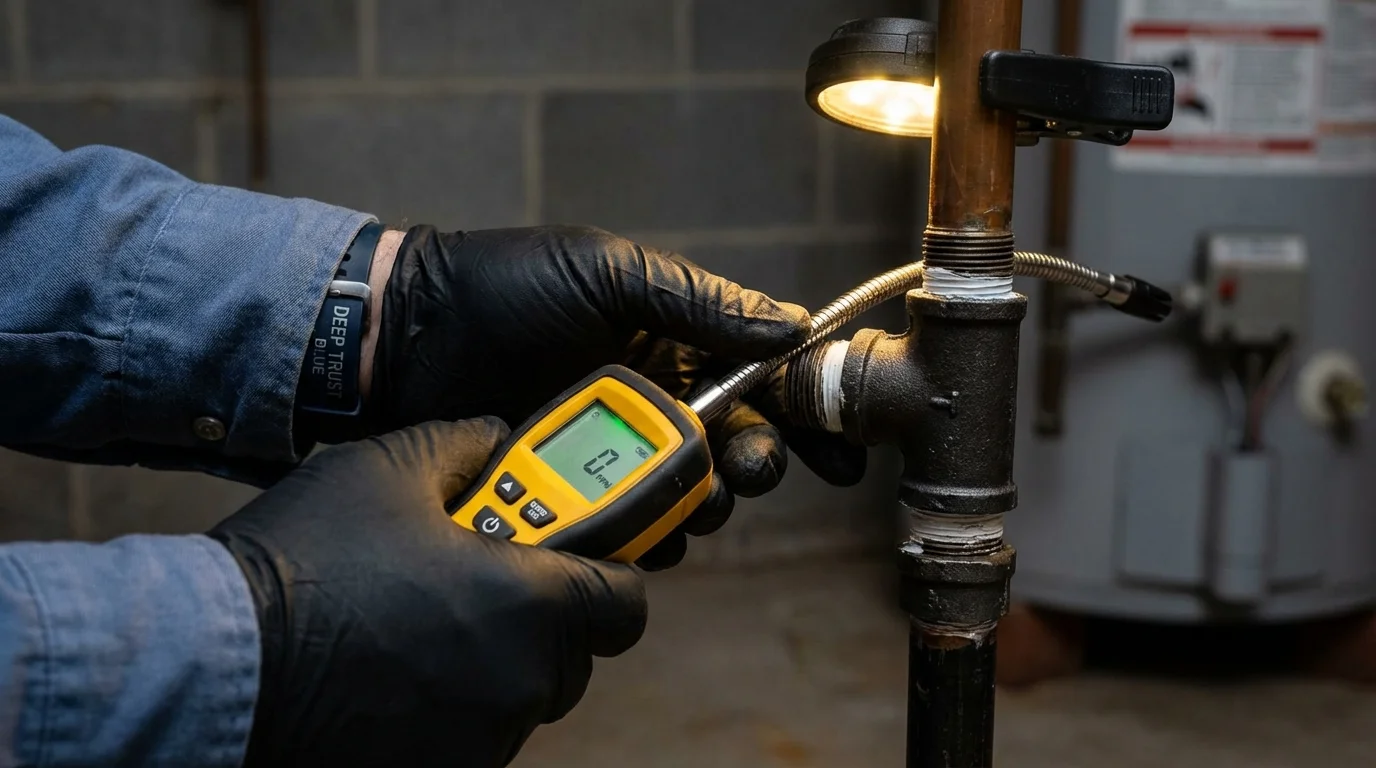 Gas leak detection with electronic sniffer by Johns Plumbing LLC in Shannon